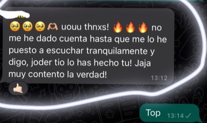 Captura del mensaje de un alumno: joder tío, lo has hecho tú